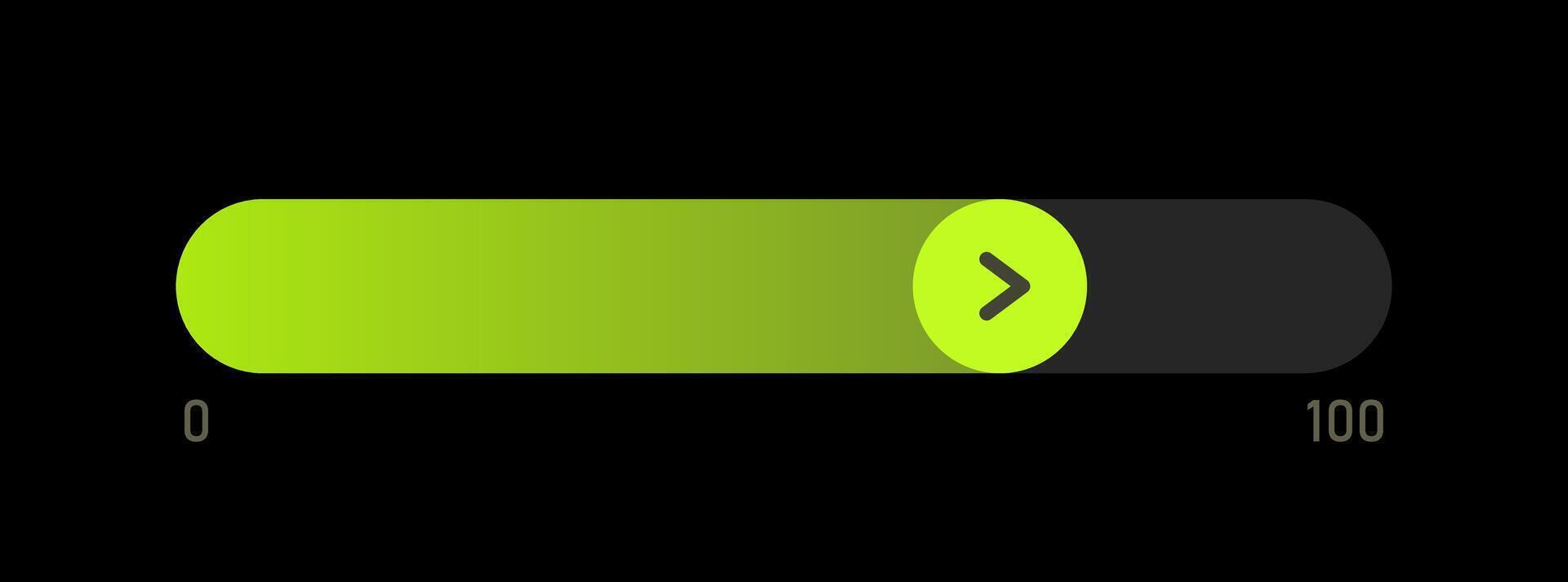 Gradient Progress Slider. Minimal Slider with Arrow Button. Modern Percentage Bar Interface vector