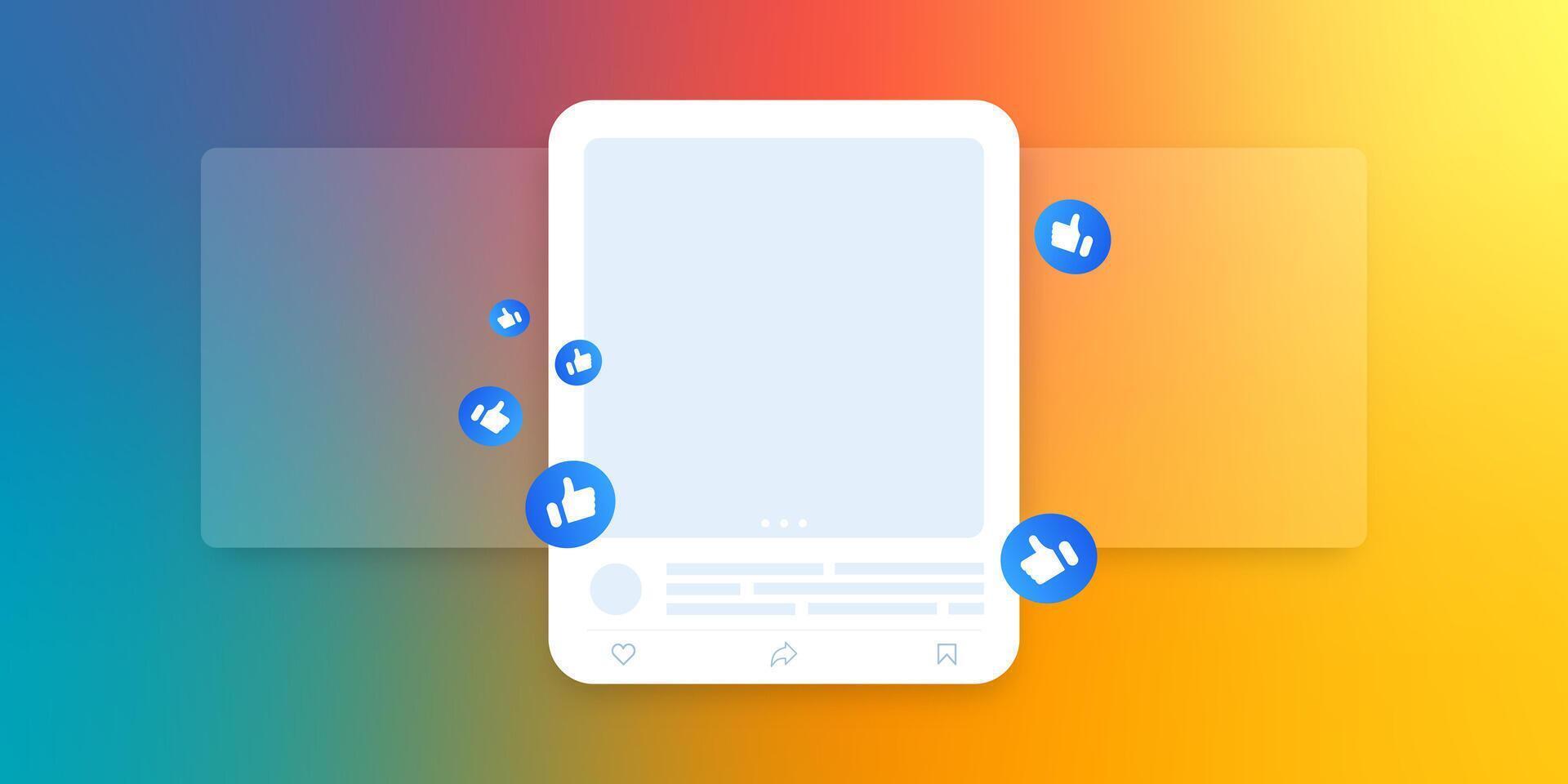 Social media mock up. Colorful social media interface. vector