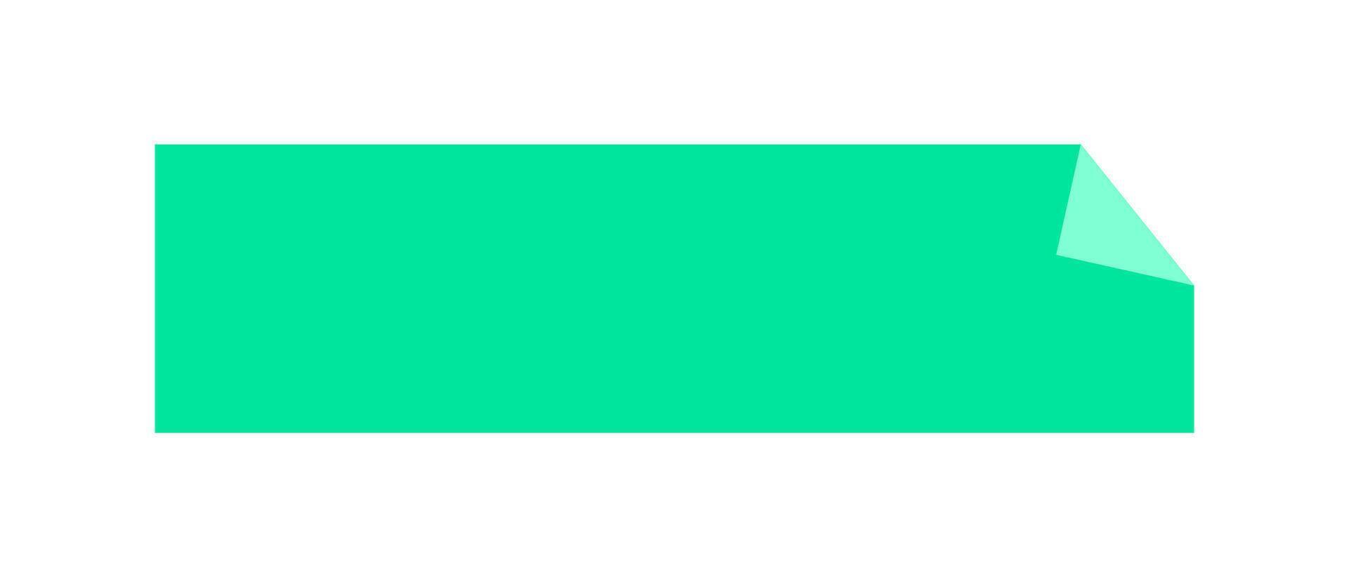 Folded green empty paper pages. Glued paper wrinkled effect. Green horizontal paper corner rolled up. vector