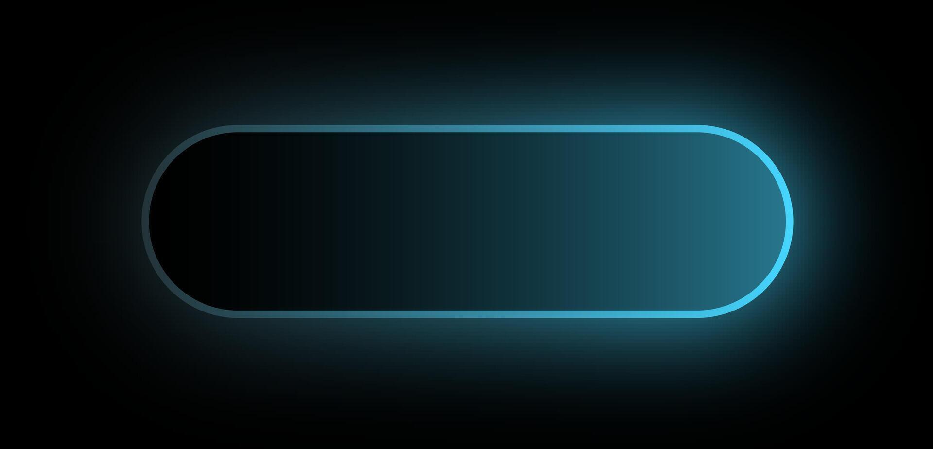 Glowing Neon Rounded Button UI Element with Blue Light Effect on Dark Background. Futuristic Tech Interface Style for App or Web Design. vector