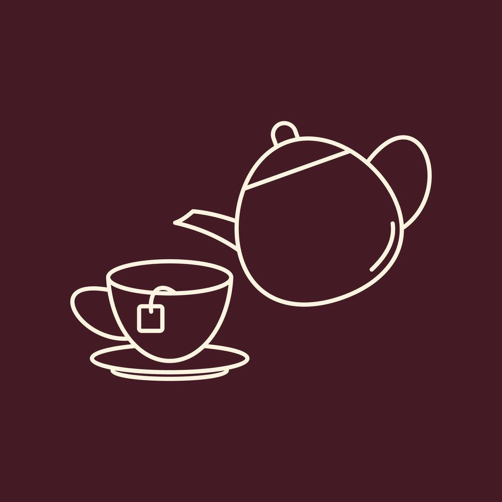 Pouring tea trendy useful important Illustration design cute colorful background vector