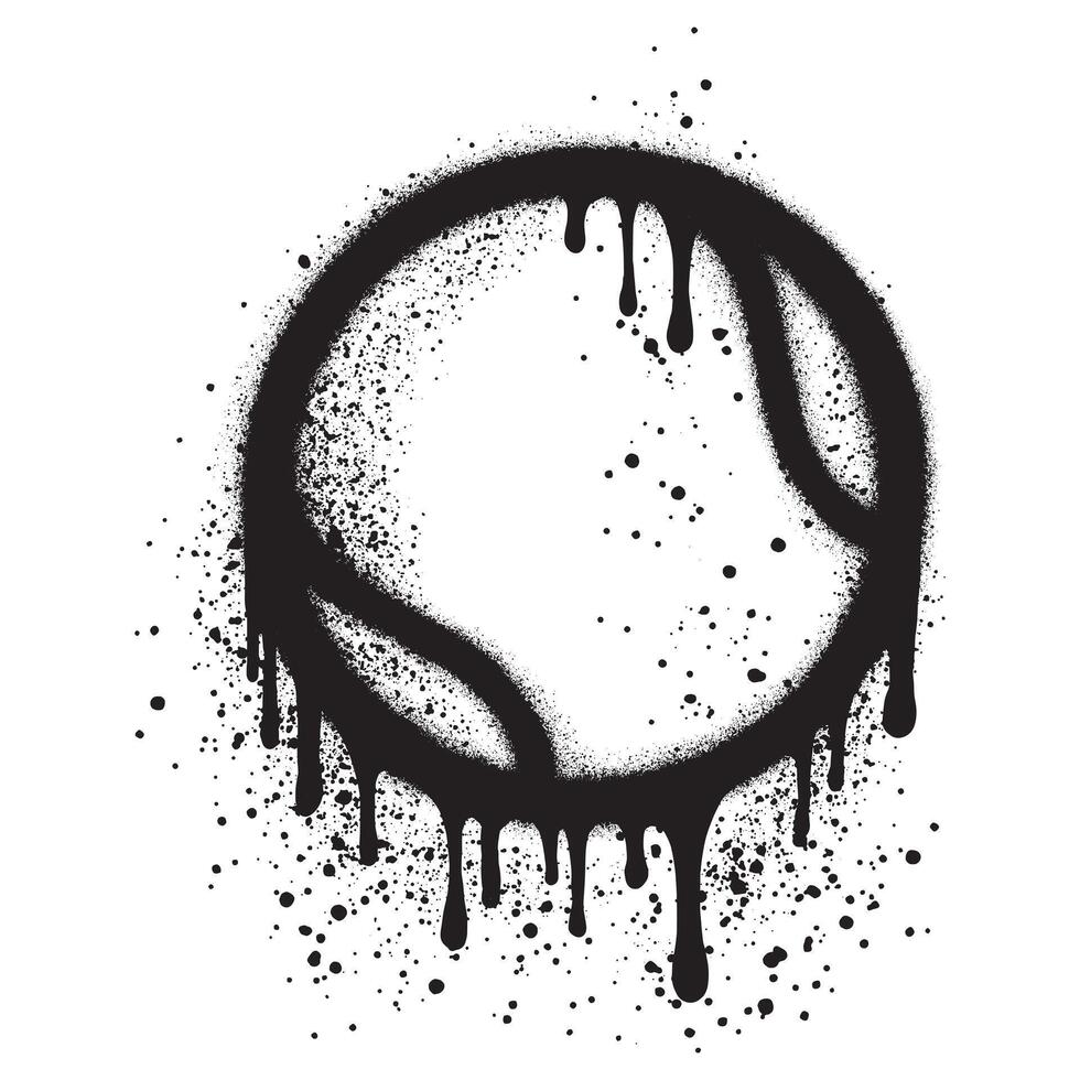 tennis ball in urban graffiti style with black spray paint. vector