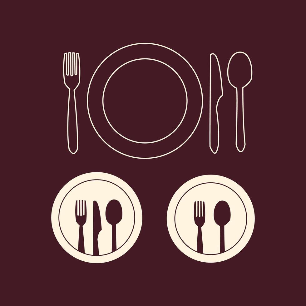 Plate and cutlery trendy art design useful amazing colorful useful illustration vector