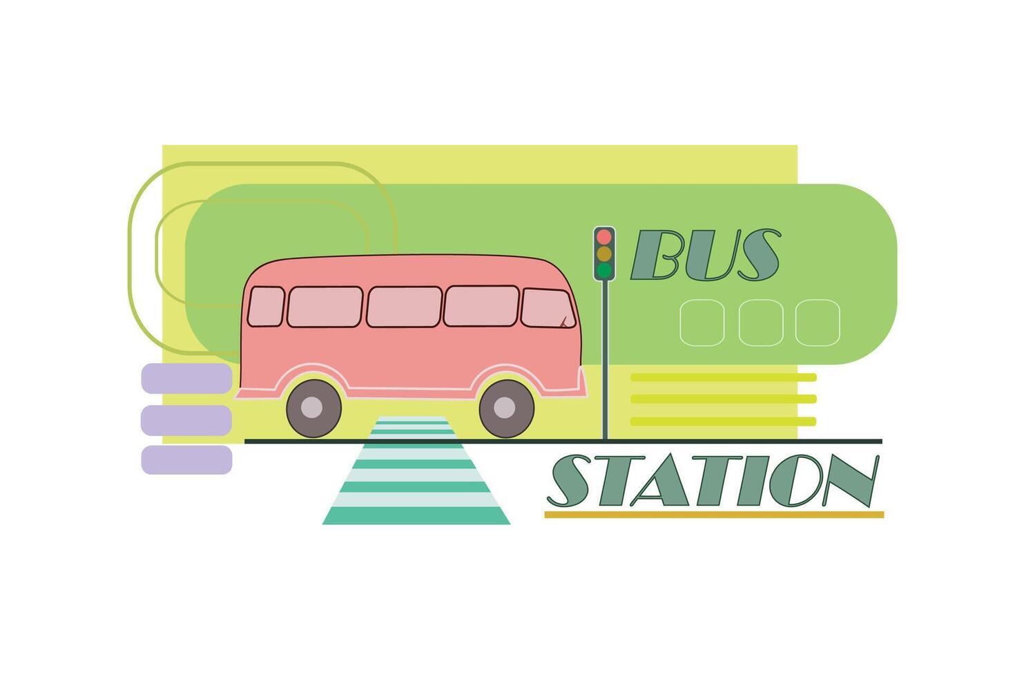 cute bus with font bus station for logo or background vector