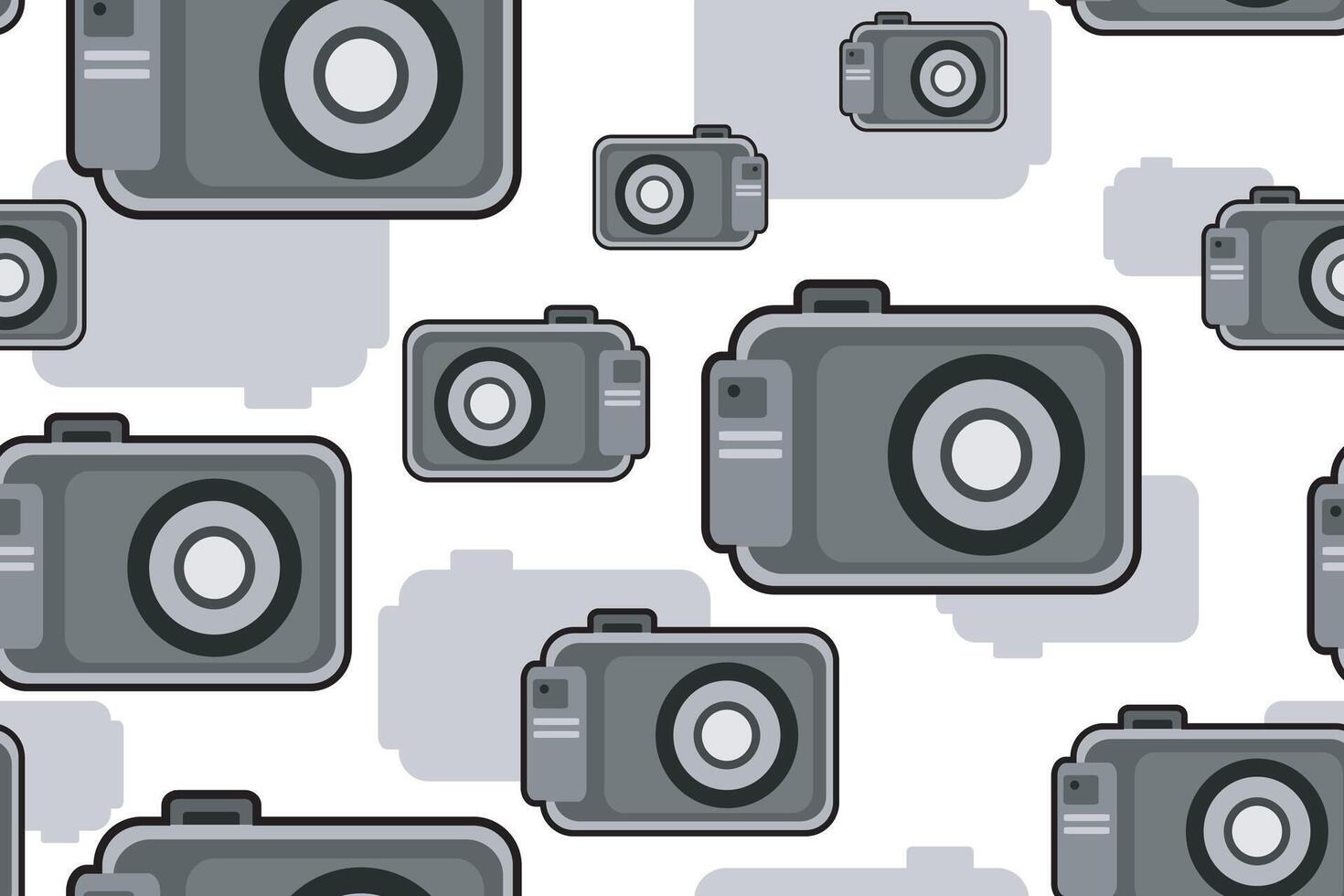 retro camera seamless pattern on white background vector