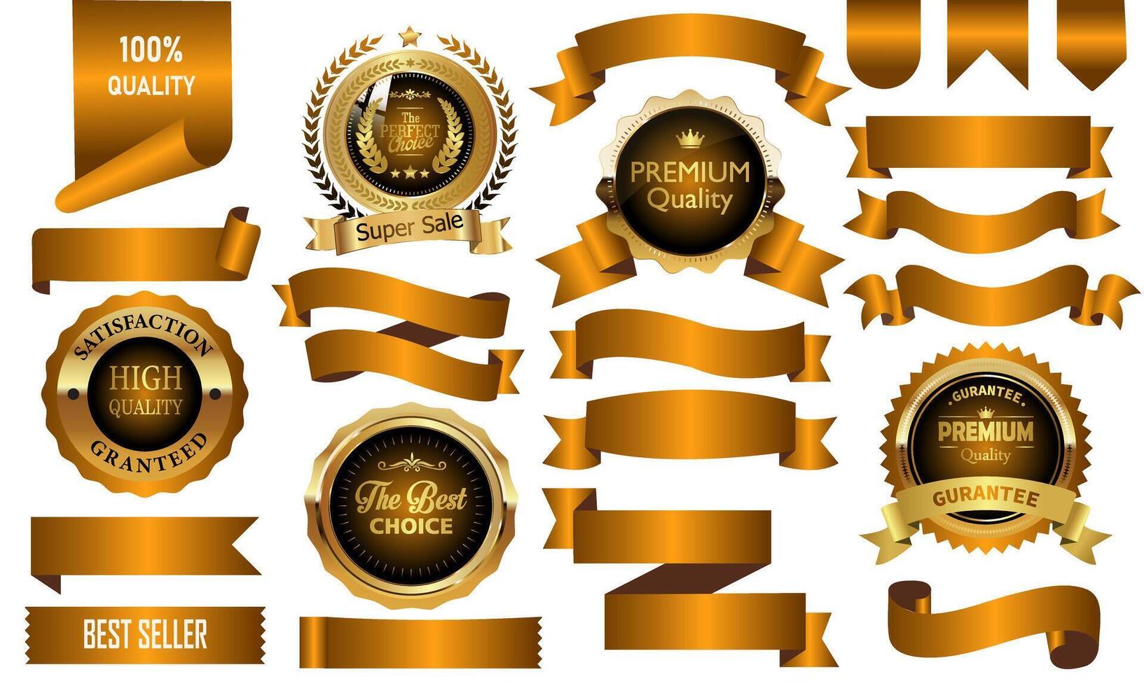 Luxury premium golden badges and labels vector