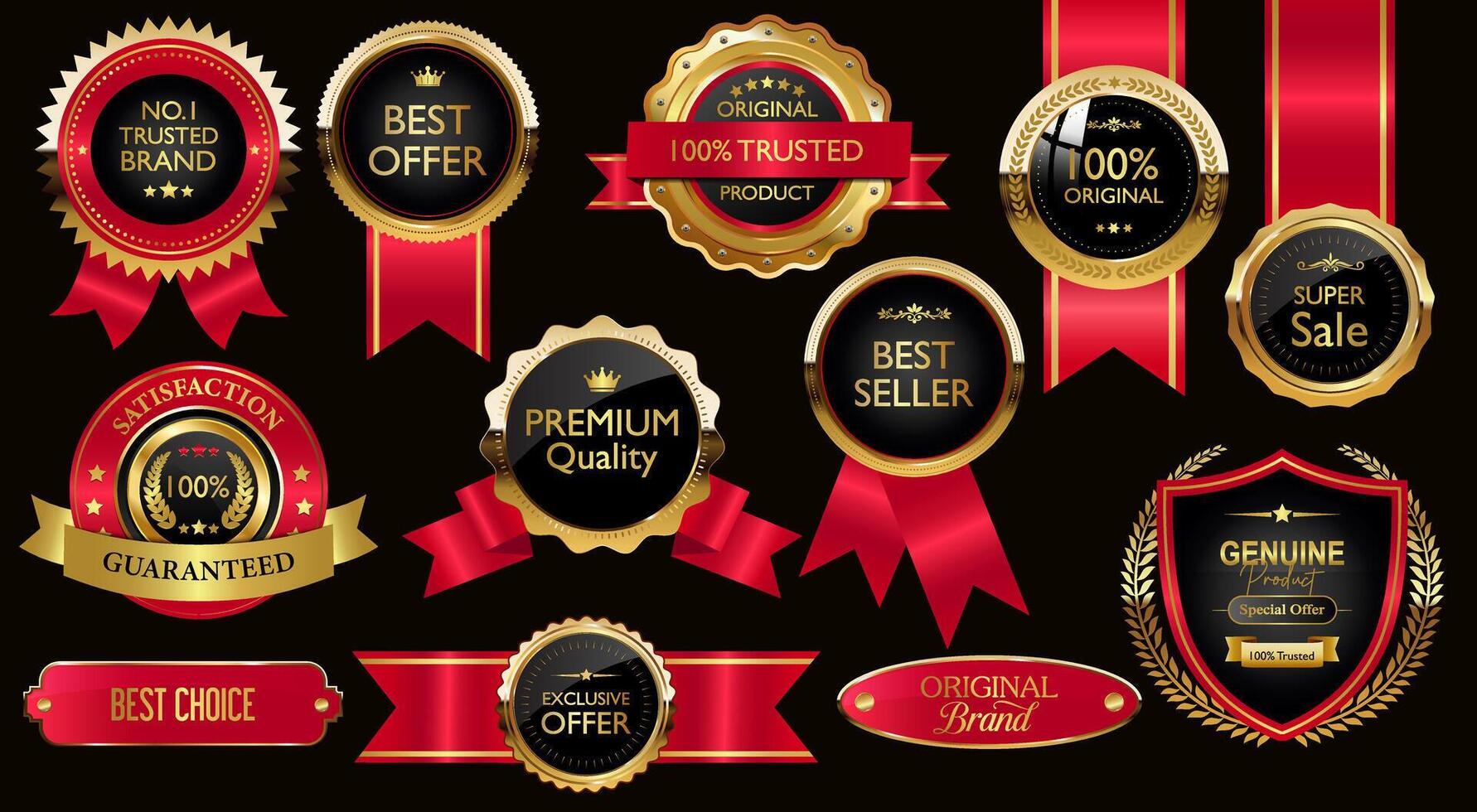 Luxury premium golden badges and labels. vector