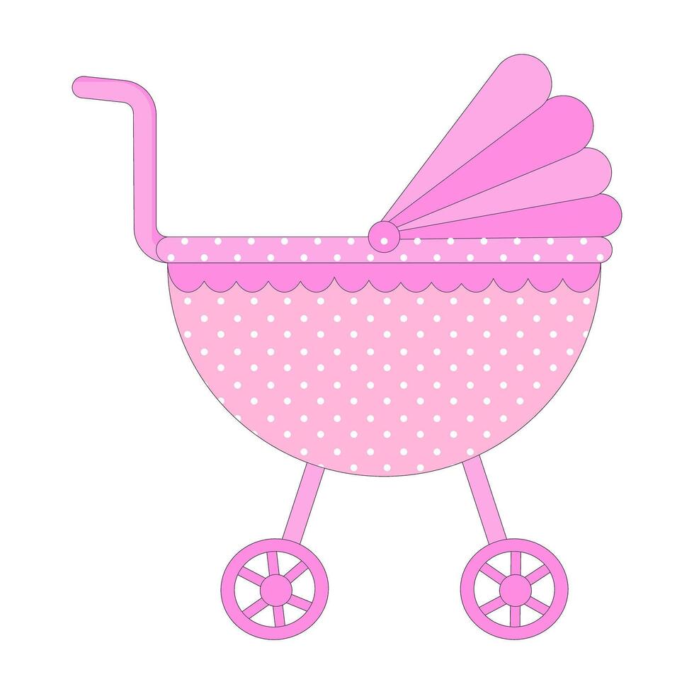 Cute baby stroller on white background. vector