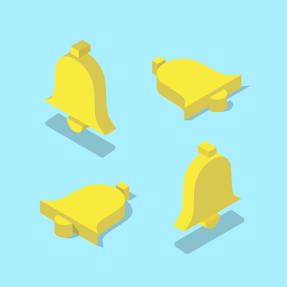 Notification bell in isometric modern style. Inbox message 3D symbol illustration vector