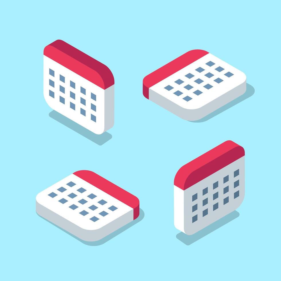 Isometric calendar icon. 3d calendar illustration in modern style vector