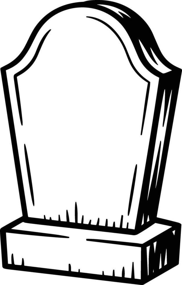 Blank Curved Headstone Line Art Illustration for Cemetery and Funeral Design vector