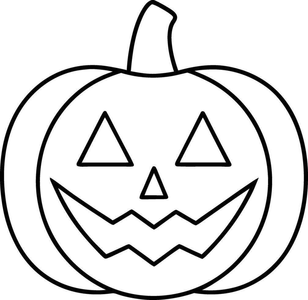 Spooky Pumpkin Line Art - Halloween Jack O'Lantern Outline vector