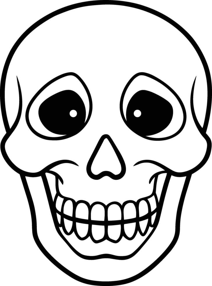 Smiling Skull Line Art - Cartoon Skeleton Face Illustration vector