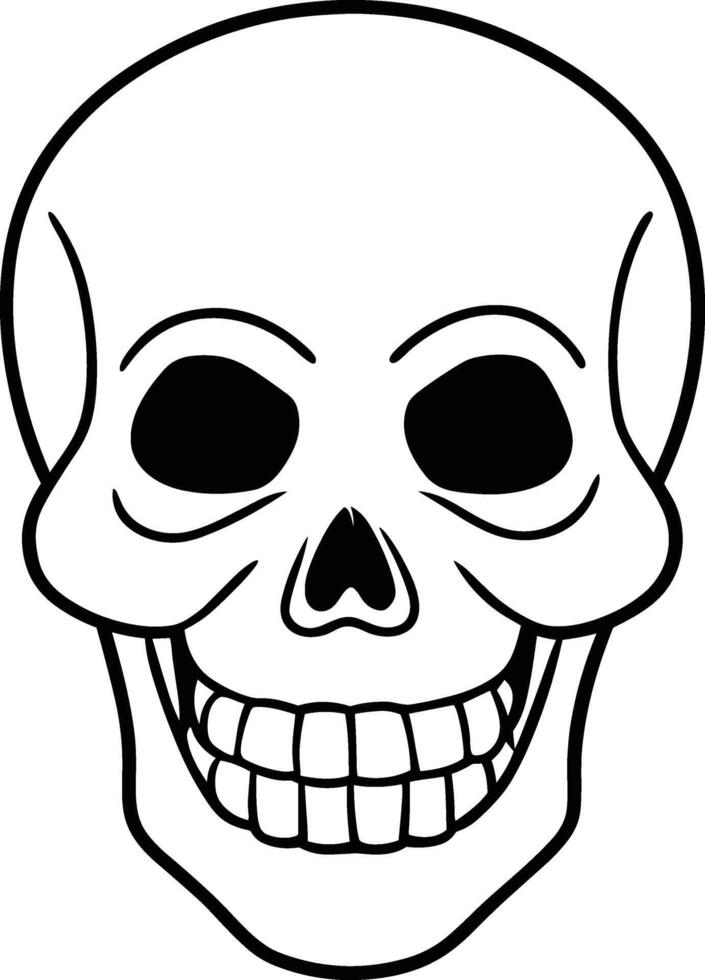 Creepy Skull Line Drawing - Hand-Drawn Skeleton Head Illustration vector
