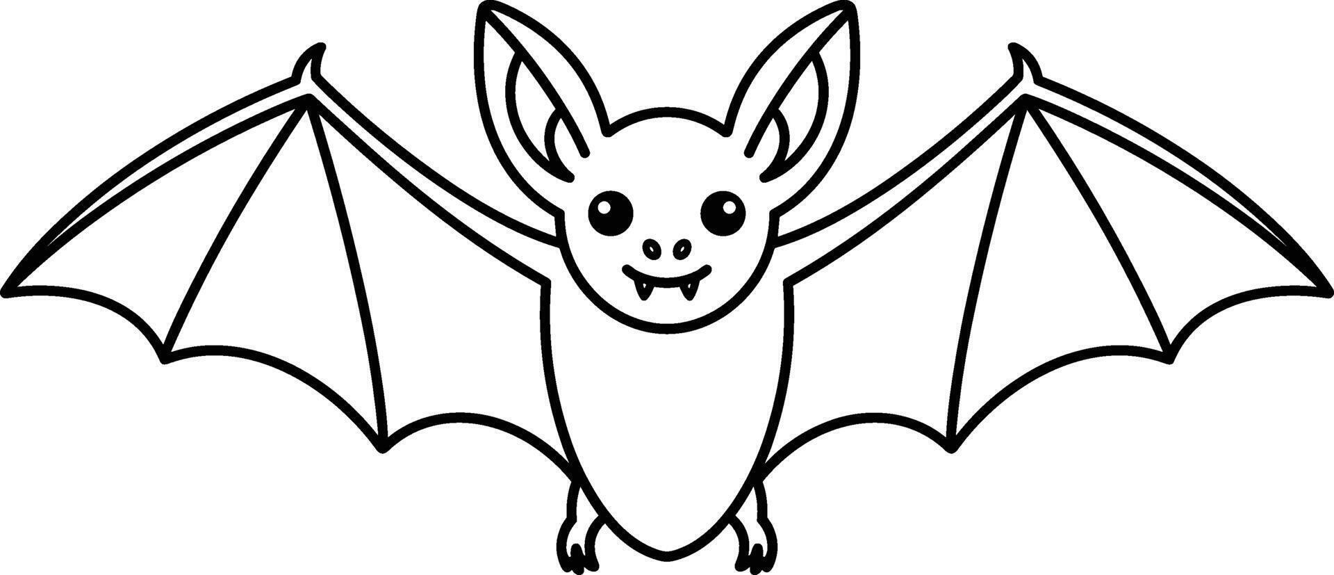 Cute Flying Bat Line Art - Halloween Animal Outline Illustration vector
