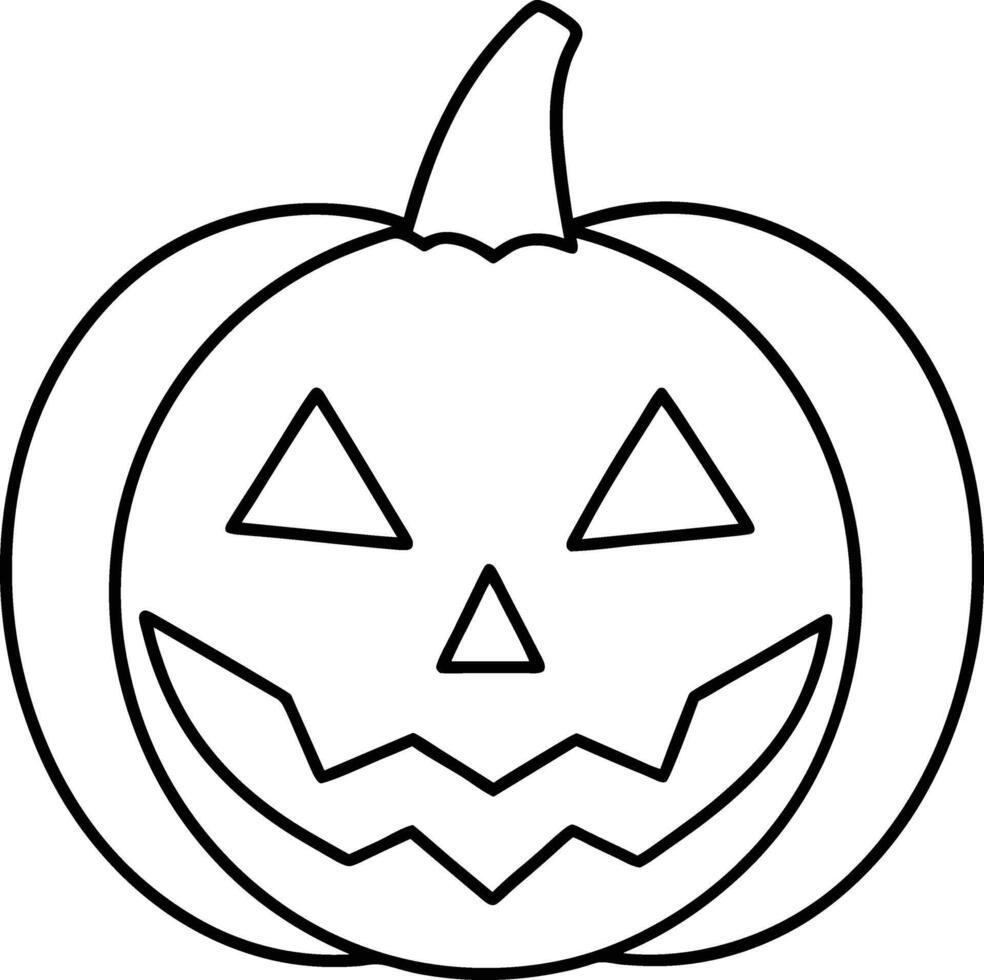 Halloween Pumpkin Line Art - Jack O'Lantern Outline vector