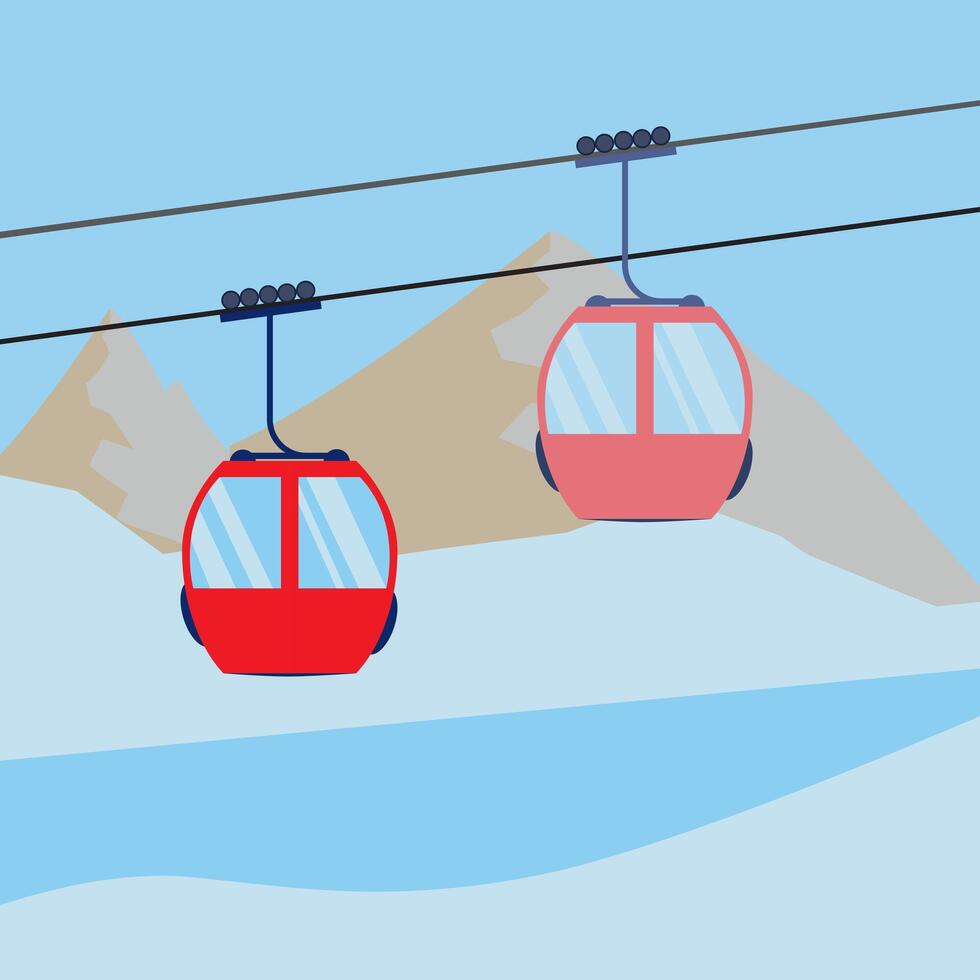 Ski Lift Gondola Snow Mountains vector