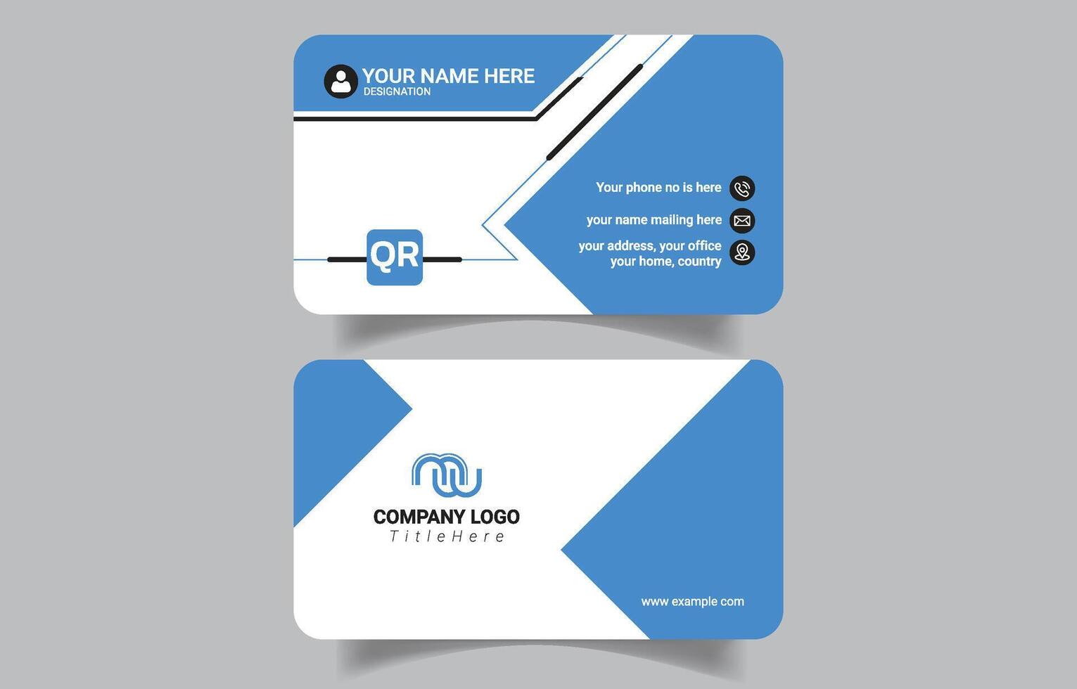 Stylish blue business card template design vector