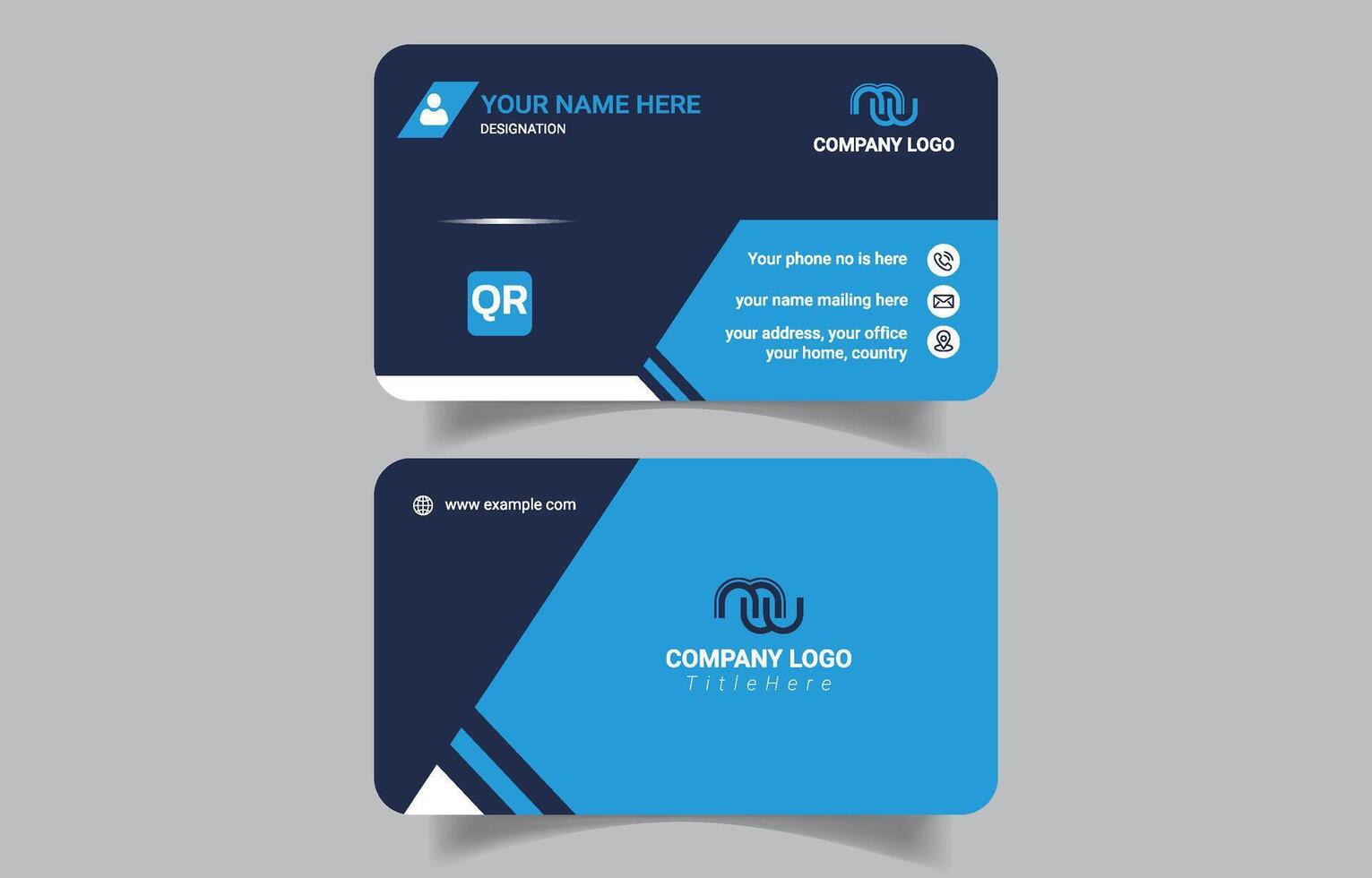 Business card design with logo and QR vector