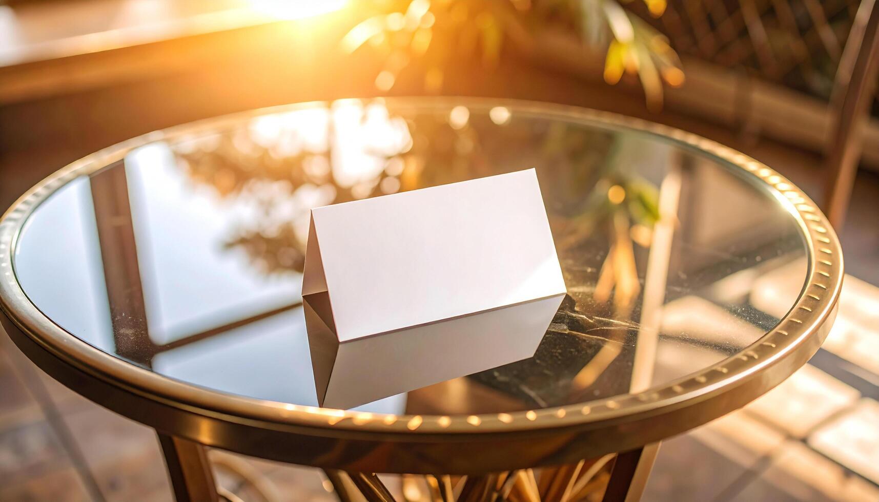 Artistic White Cube in Glass Bowl Sunlit Serenity photo