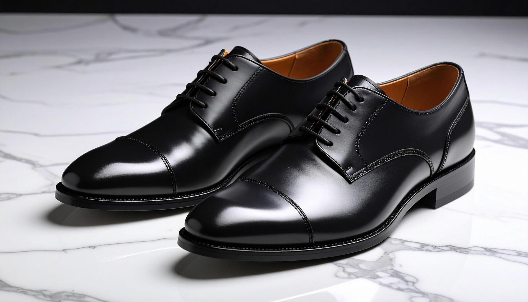 Black Leather Oxfords On Marble photo
