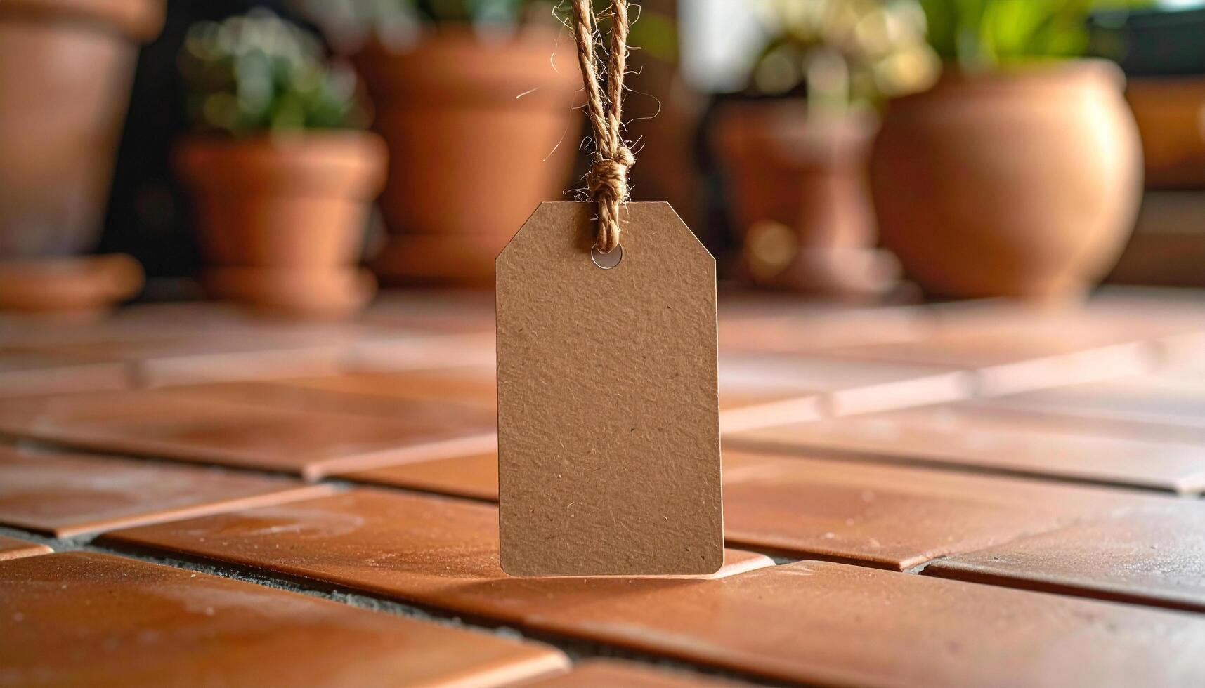 Kraft Tag On Clay Tile photo