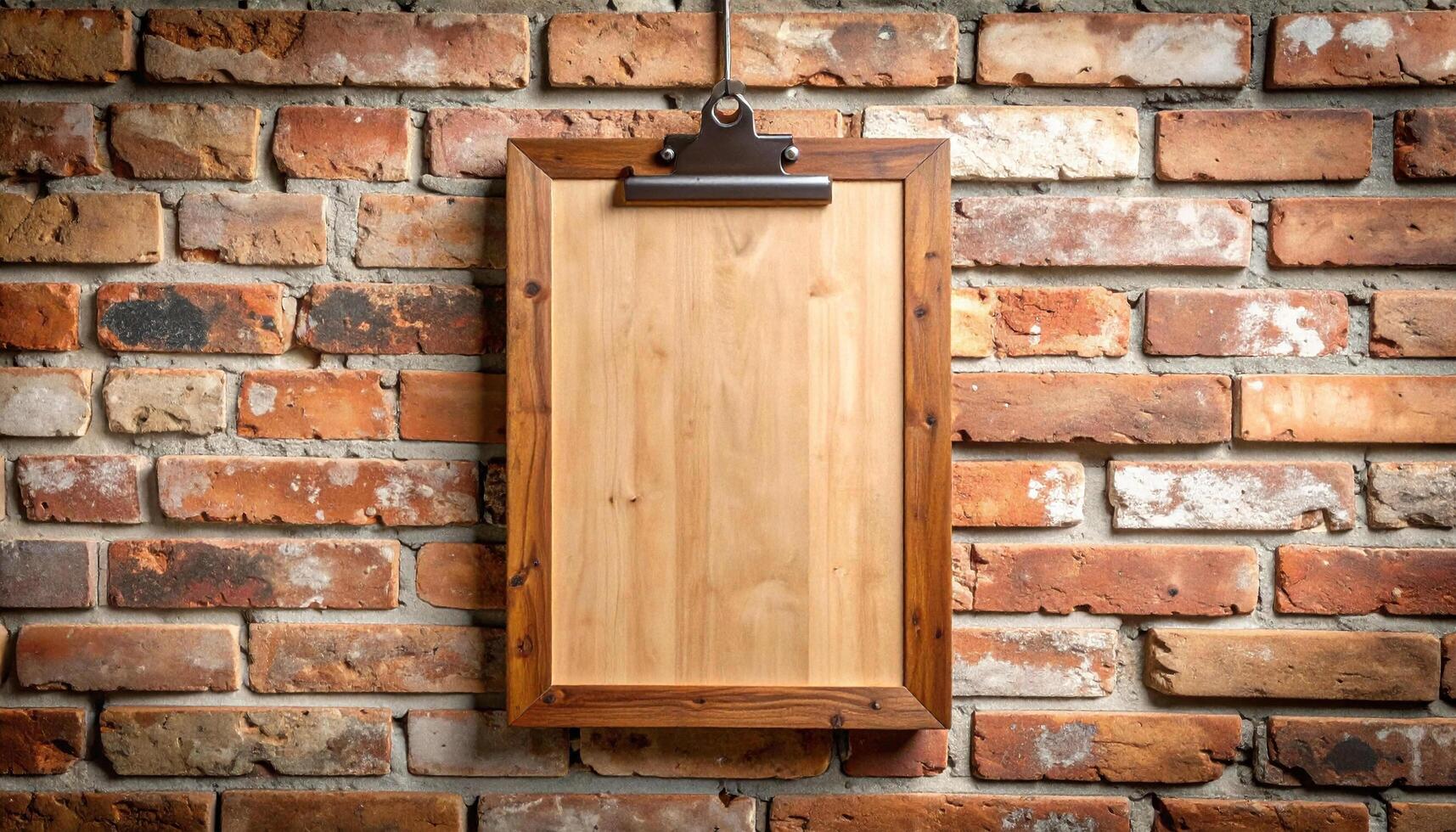 Wooden Clipboard On Brick photo