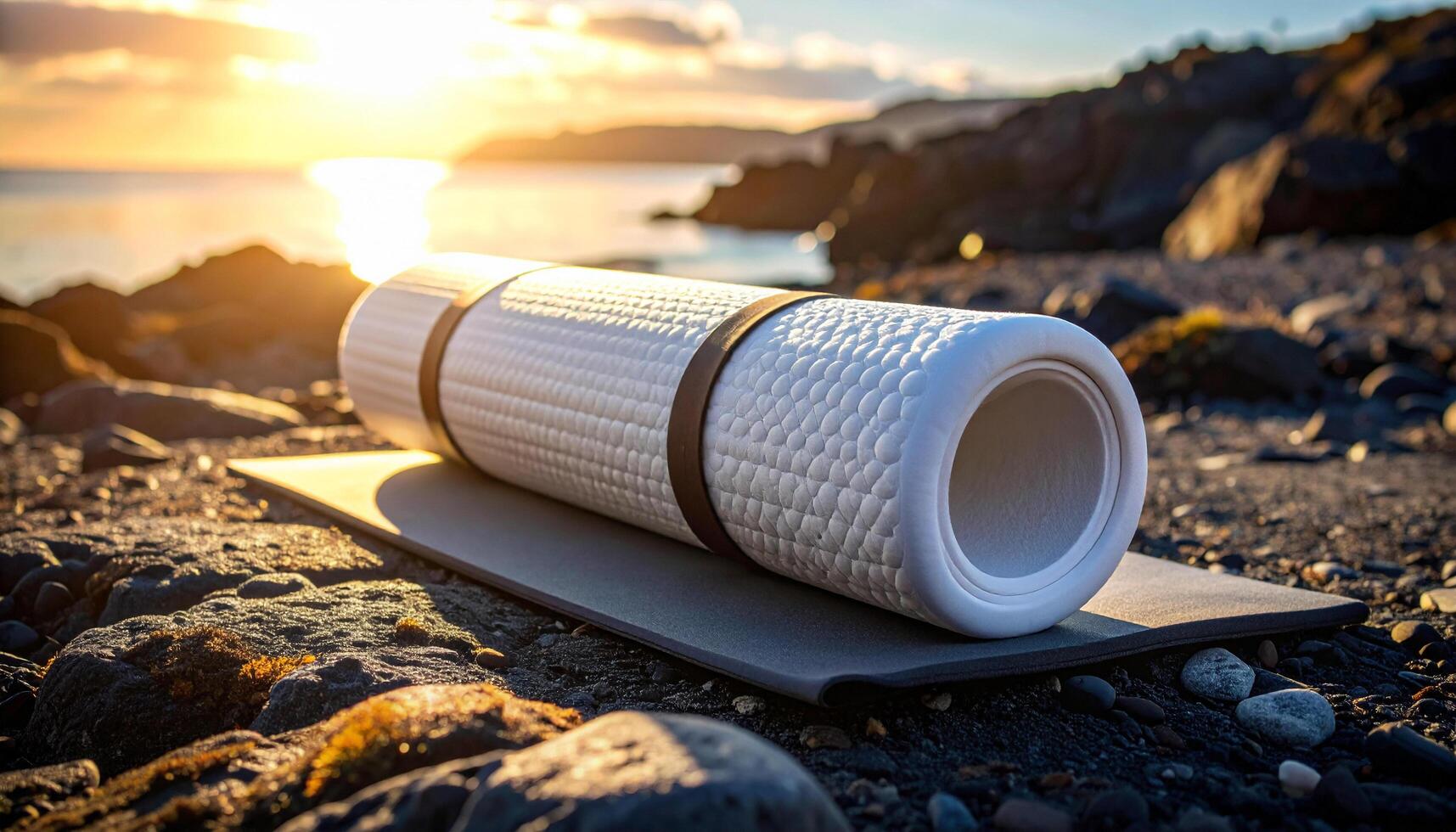 Yoga Bolster On Basalt Rock photo