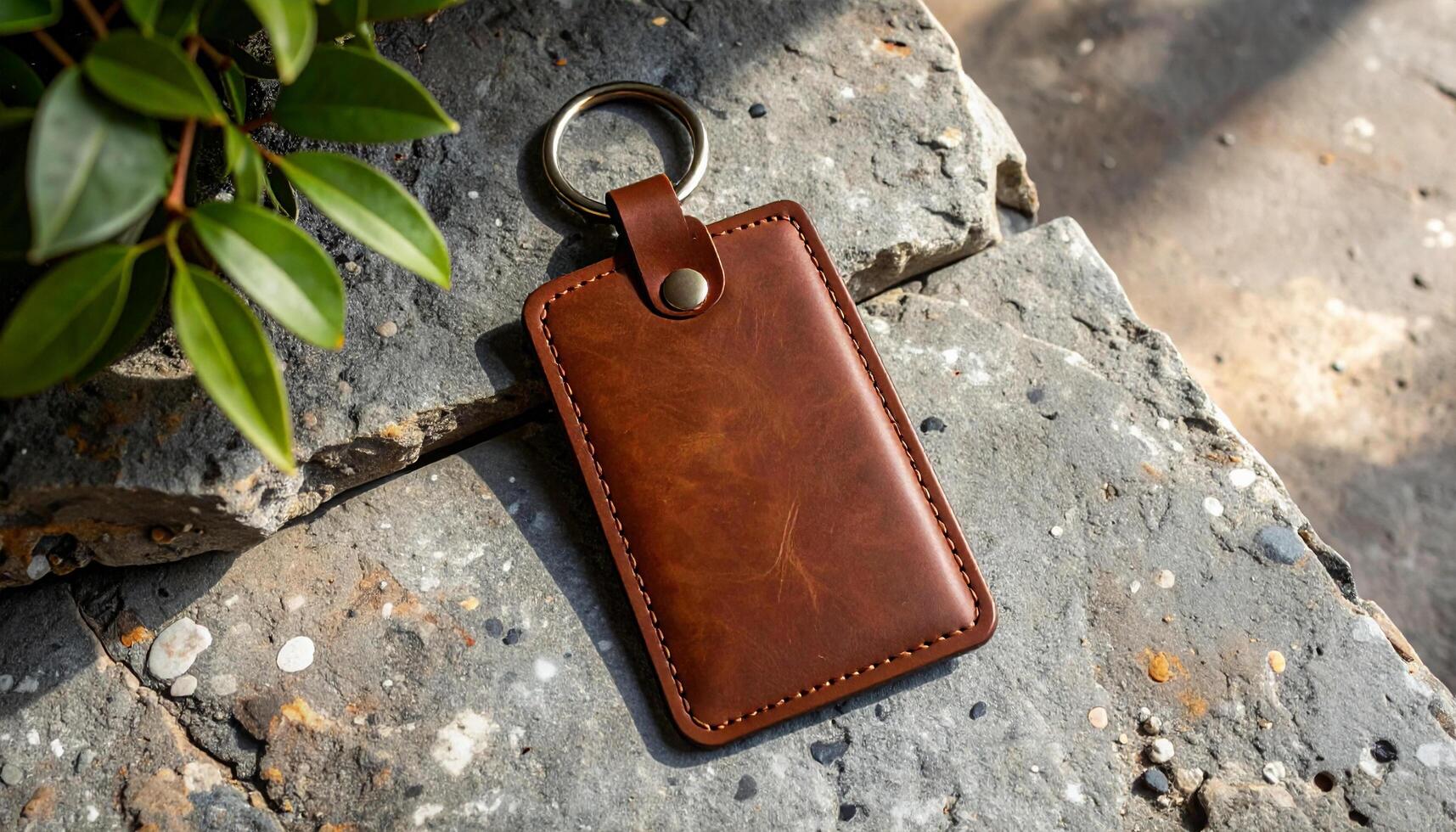 Leather Key Fob On Concrete photo