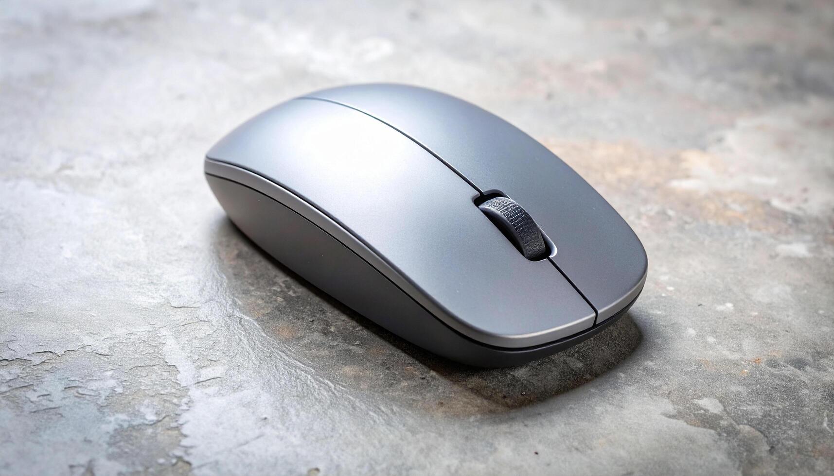 Matte Gray Wireless Mouse On Concrete photo