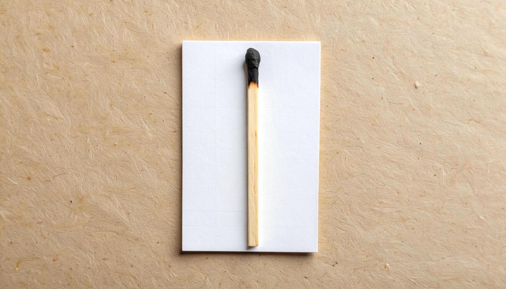 Burnt Matchstick On Kraft Notebook photo