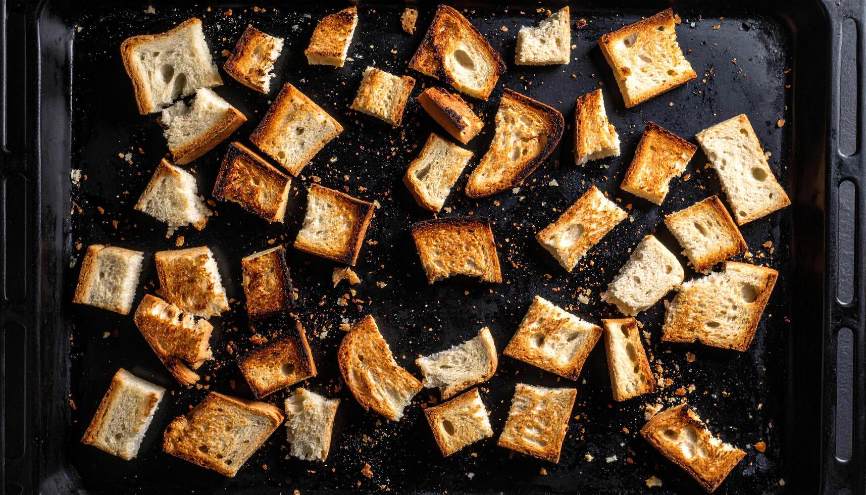 Burnt Crumbs On Oven Tray photo