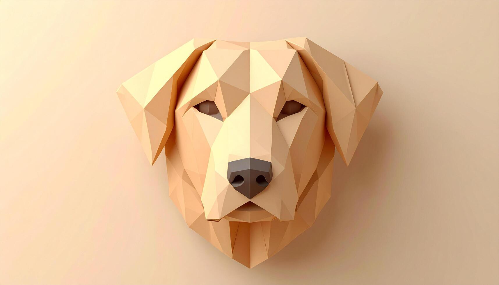 Low Poly Dog Portrait On Neutral Background photo