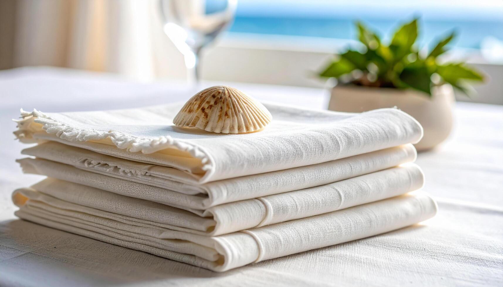 Shell On Frayed Linen Layers photo