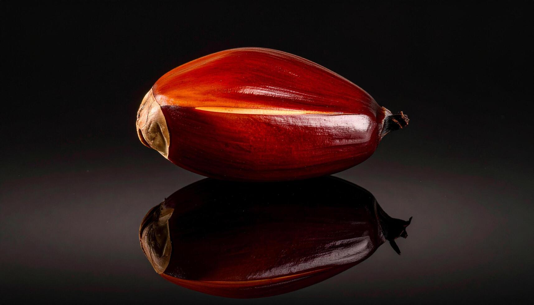 Palm Seed On Glossy Black Surface photo