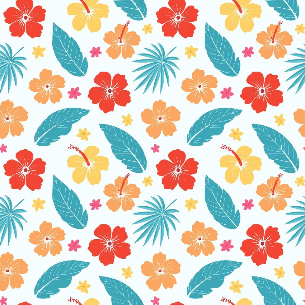 Tropical Hibiscus Floral Pattern vector
