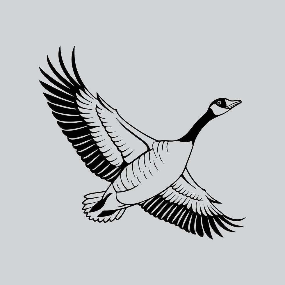 Flying Goose Black Ink Design vector