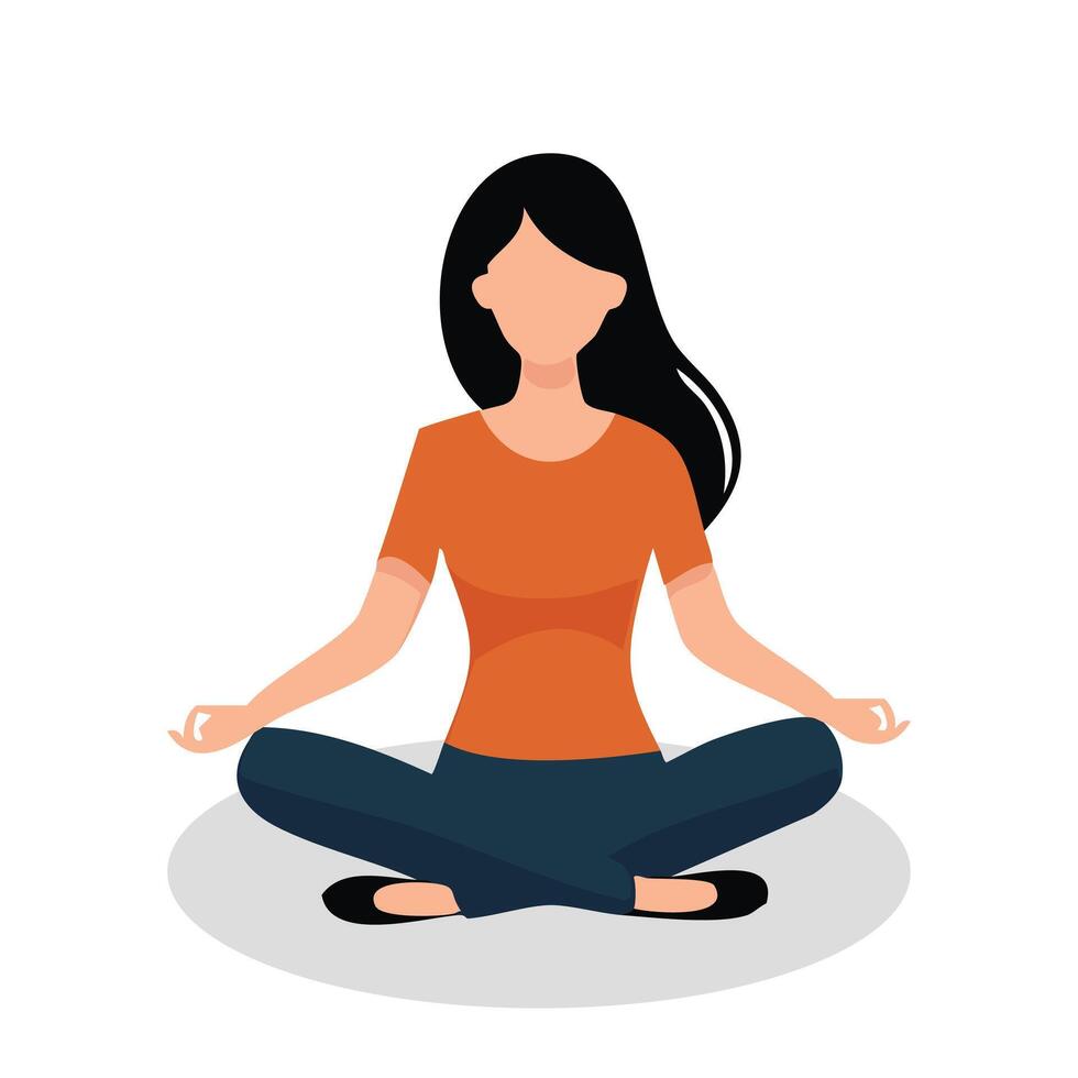 The girl is relaxing by meditation vector
