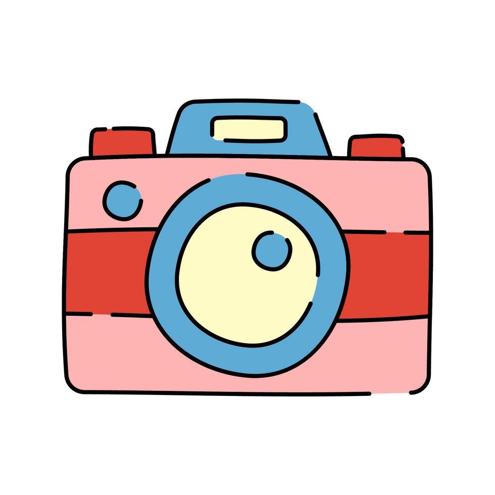 Camera Doodle style, vintage camera representing photography work, ideal for visual storytelling, content creation, or portfolio design. vector