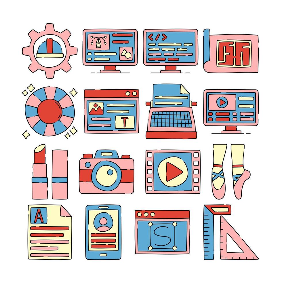 Colorful digital activity icons vector