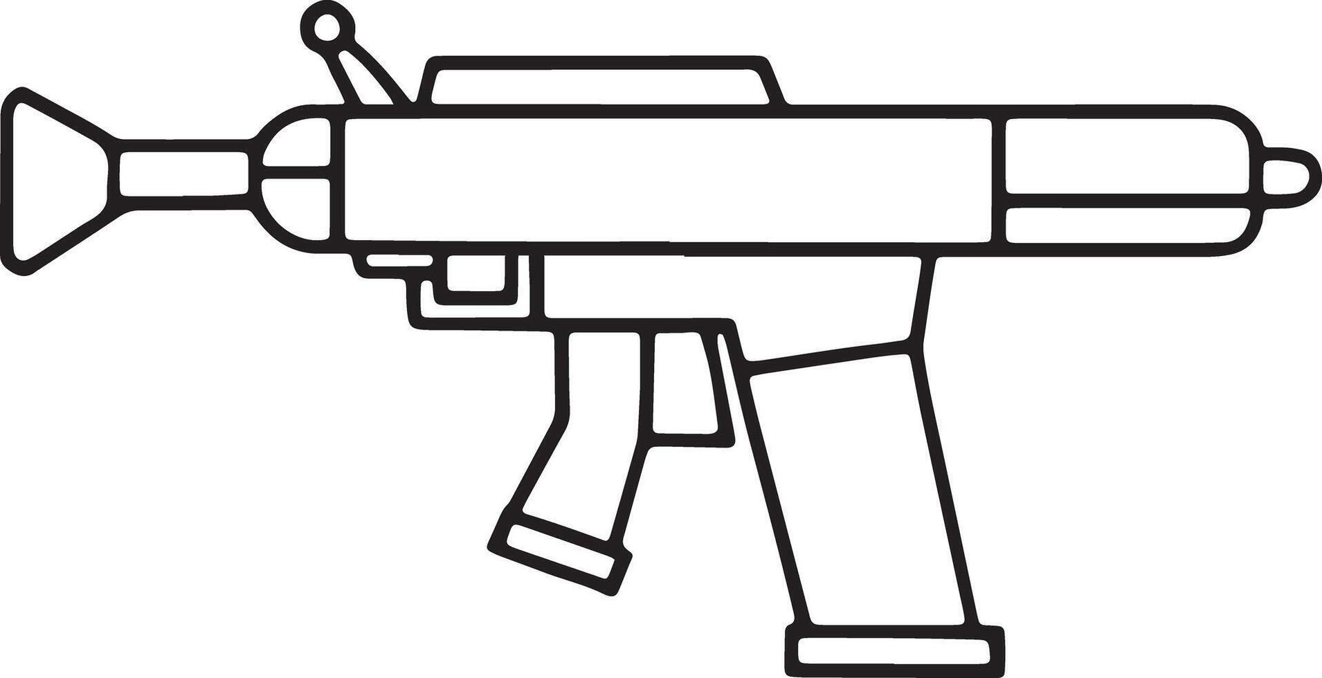 Futuristic ray gun toy drawn in clean line style for sci fi or imaginative coloring projects vector