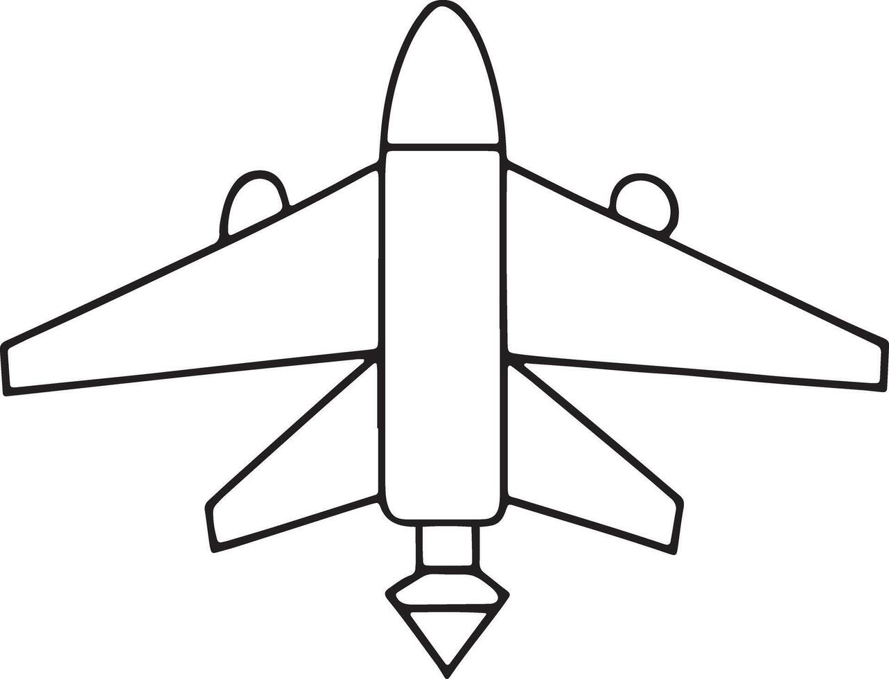 Fighter jet outline drawing of a modern aircraft design for aviation themed illustrations vector