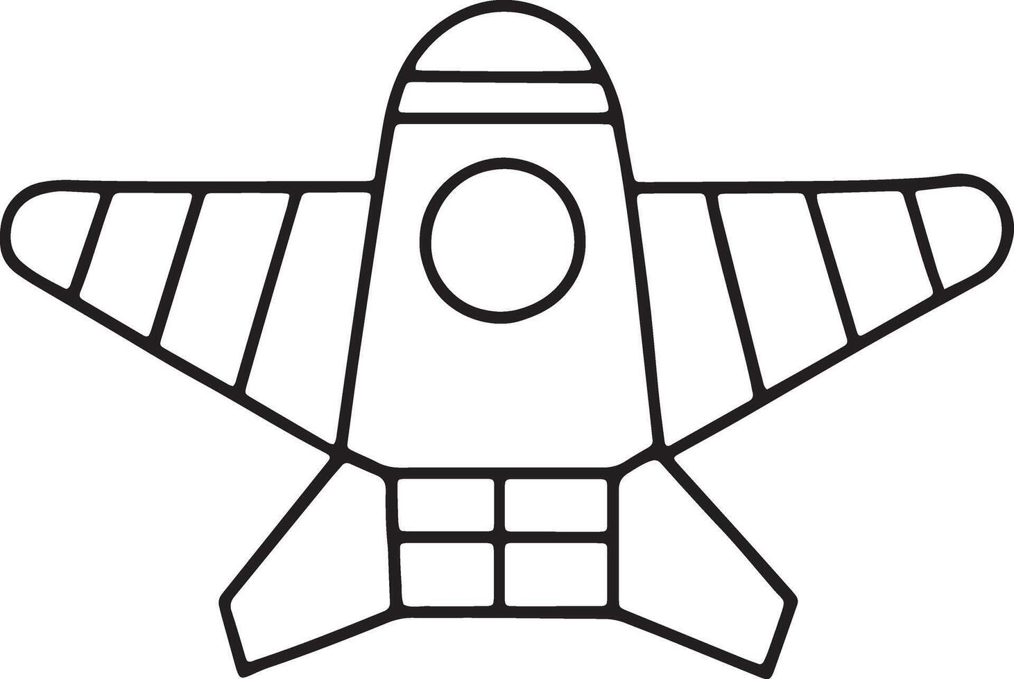 Black and white spaceship illustration ready for coloring or science themed educational designs vector