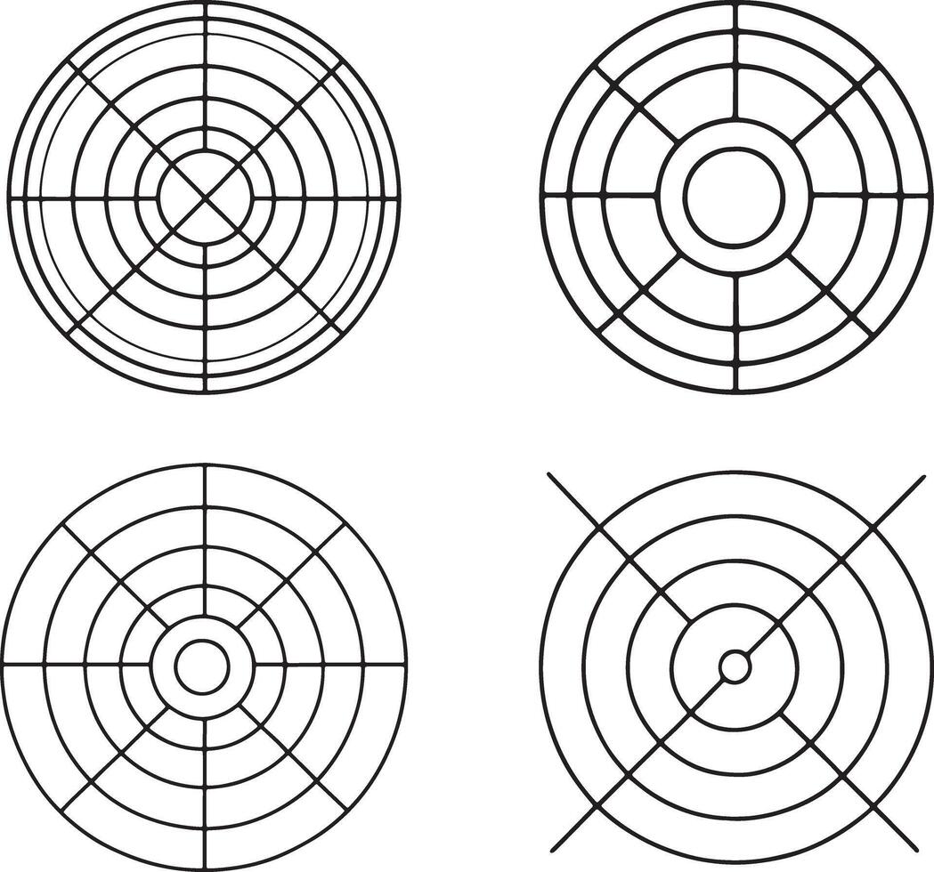 Geometric circular shape design in black and white with grid line pattern for abstract artwork vector