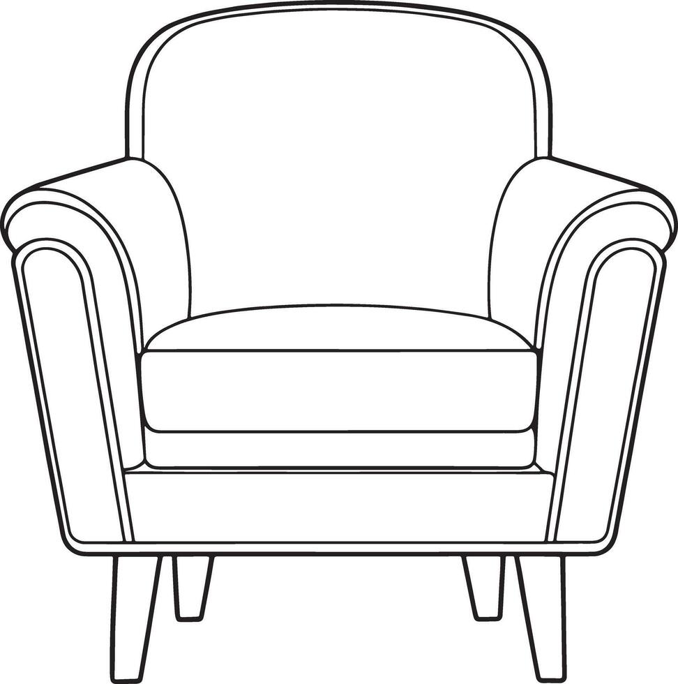 Modern armchair line drawing with clean contours for minimalist furniture and home design visuals vector