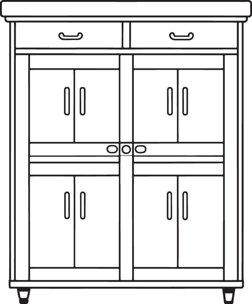 Bar cabinet illustration with drawer and door elements for stylish furniture or decor concepts vector