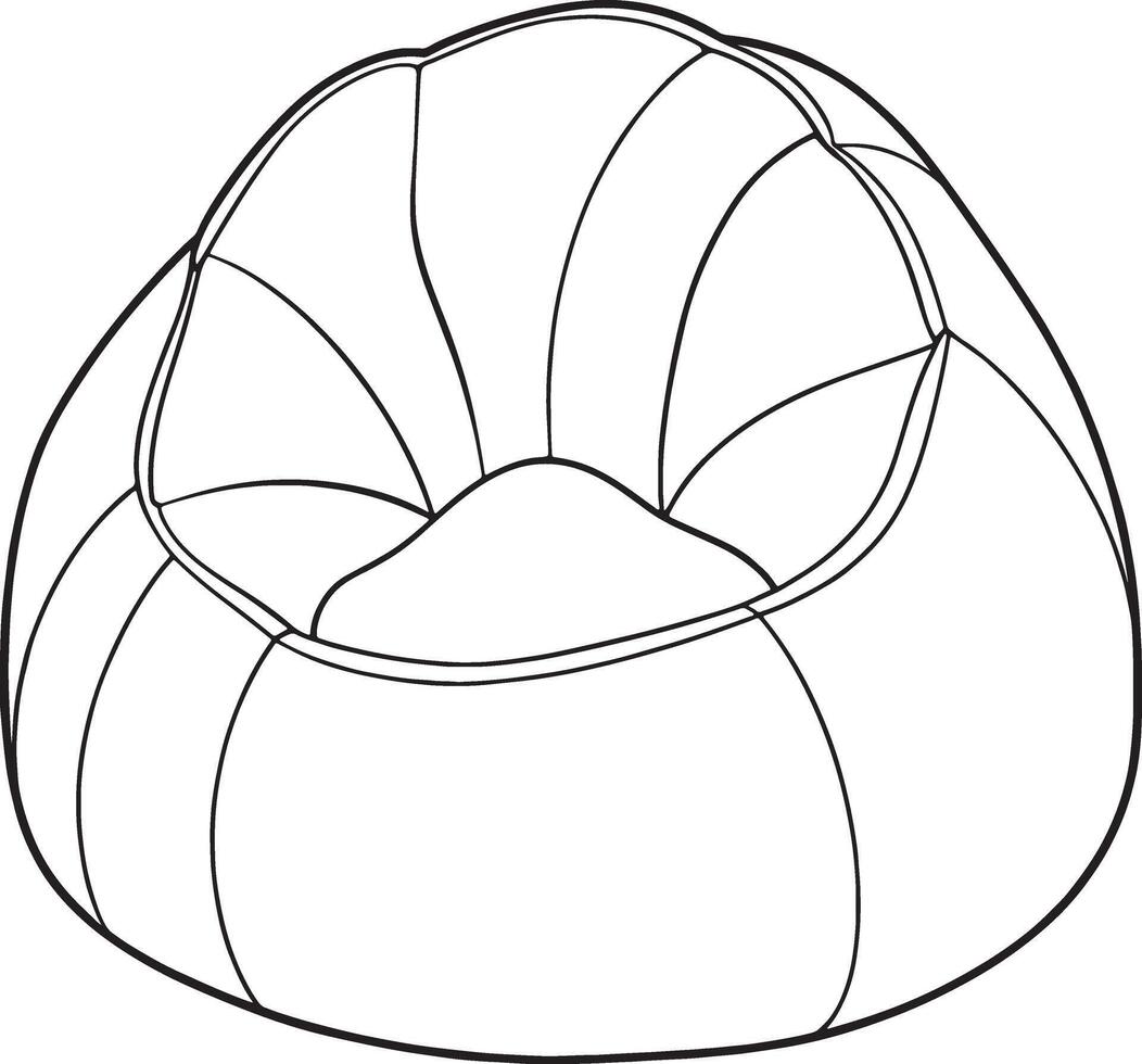 Simple line art of a beanbag chair designed for interior decoration or creative room layouts vector