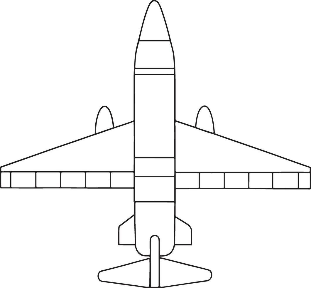 Airplane line drawing for kids featuring a simple aviation and transportation themed illustration vector