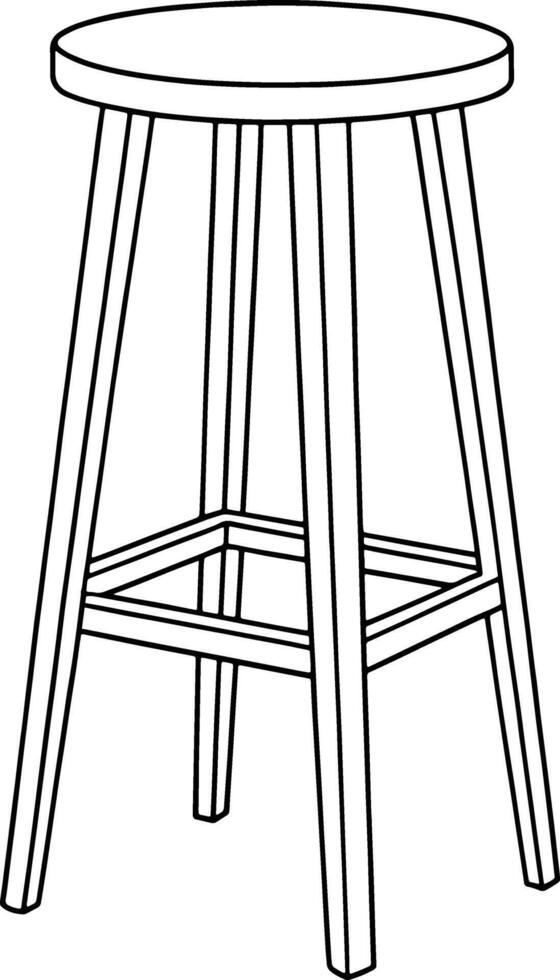 Minimal barstool sketch in line art depicting a traditional design for home or restaurant use vector