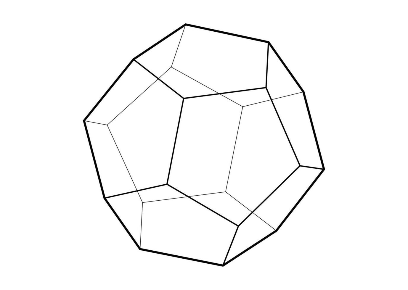 3D model of dodecahedron shape, illustration platonic solid isolated on a white background vector